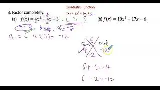 Quadratic Function leading coefficient is not 1