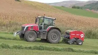 La balotat lucerna cu tractor Massey Ferguson 8S 205 și presa Metal-Fach Z 562