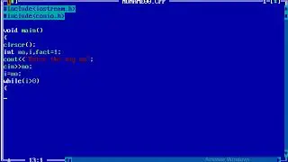 factorial program in c++
