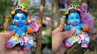 😍Cute little Krishna making with old🩵/step by step #diy #painting #clayart @pritiartandcraft23