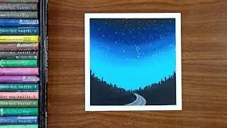 Night drawing | Oil pastel drawing for beginners | Nature drawing