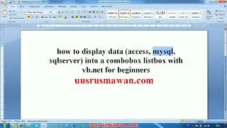 how to display data access mysql sqlserver into a combobox listbox with vb net for beginners