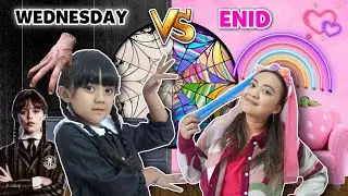 SAMANTHA BECOMES WEDNESDAY VS MAMA ENID 24 HOURS IN AN ALL BLACK AND PINK ROOM