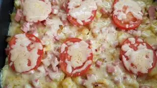 Картофельная  запеканка с колбасой