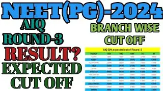 NEET PG 2024 AIQ MCC Round -3 Expected Cut - Off After Seat increament#neetpg2024