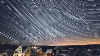 Таймлапс ночного неба. День-ночь. Прощание с Орионом