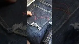 20oz Samurai Jean's after motorbike accident, in for repair work at The Denim Doctor #jeanrepairs