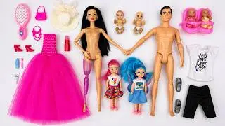 Unboxing Barbie Family Playset, Doll Dressup Set Toys ASMR | Toys Review