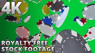 4K Poker Chips Green Screen Background Motion Wallpaper Royalty Free Stock Footage