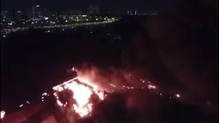 Эксклюзивные кадры с вертолета пожара в Москве на рынке «Синдика» АД