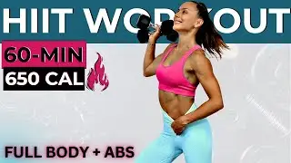 60-MIN KILLER HIIT WORKOUT CHALLENGE (total body with weights, weight loss, toning + abs fat burn)