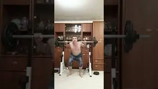 Присед со штангой. 77.5 кг на повторы 50 раз. Кач дома. 3 июня 2023