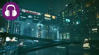 Falling Asleep In NIGHT CITY 💤 10 Hours CYBERPUNK 2077 Black Screen Ambience