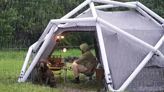 SOLO Camping in the RAIN || RELAX, SLEEP and Eat with Mountain Views || Rain ASMR