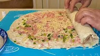 РУЛЕТ с ветчиной        #ешьсомной #рулетизлаваша