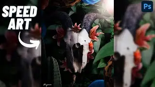 Speed Art Video of Bull Skull Photoshop Edit