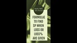 Find SP when CP = Rs 10 & Loss = Rs 3 or Loss = 30%. Formula to find SP when CP & Loss, Loss% given