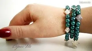 Bracelet de perles nacrées bleu