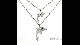 14K White Gold Dolphin Pendant