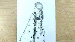 How to draw a Girl with Saree / Girl with Saree Drawing - Pencil Sketch