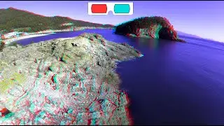 Drone 3D video, 4K, Rock fishing, Shore Fishing, 3D Aerial video, ANAGLYPH, Red/Cyan, Seacoast
