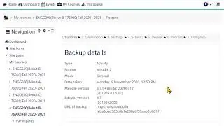 Moodle: How to Restore a backup  quiz (by importing .mbz file)