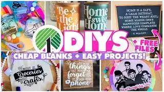 13 *NEW* Dollar Tree DIYS with cheap blanks! 🙌 Cricut beginner vinyl decal projects + FREE files