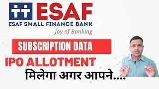 ESAF Small finance bank ipo allotment chances?  Subscription data analysis for ipo allotment