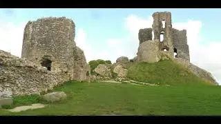 The large and magnificent hilltop medieval Corfe Castle (National Trust pay site) Dorset England