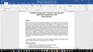 STA630 Assignment 1 Solution Spring 2018