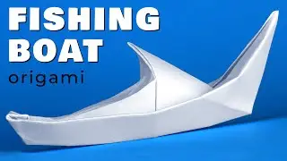 Origami boat. How to make paper boat from A4 without glue. Fishing Boat