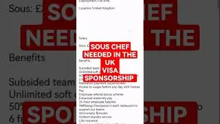 SOUS CHEF NEEDED IN THE UK #visasponsorship #ukvisa