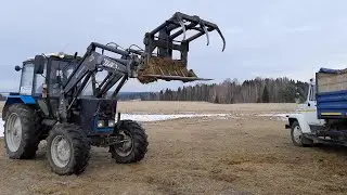 МТЗ 82, МТЗ 1221, Ловол 1304, Газоны, на погрузке и транспортировке силоса. Зимние будни в колхозе.