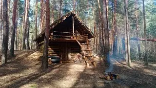 Survive in the forest. Man adapts to everything. House. Swing. Food.