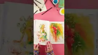 Painting With Brusho! Book Flip #shorts #artjourney