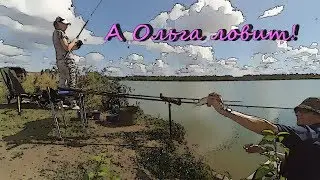 Ловля леща и плотвы фидером на озере. / Catching bream and roach by the feeder on the lake on