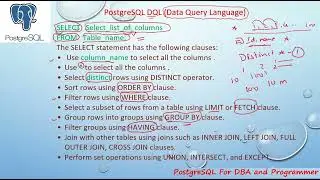 PostgreSQL DBA Day11 - PostgreSQL DQL (Data Query Language) all type examples in PostgreSQL