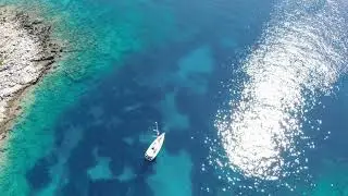 Greece, Lefkada, the yacht from top down