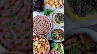 a lebanese dinner featuring kibbeh nayyeh