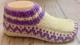 NEW 2024!!! Warm slippers on two knitting needles without seams // patik modelleri.