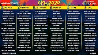 CPL 2020 All Teams Full Squad | All teams Squad for CPL T20 2020