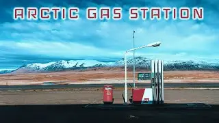 Arctic Gas Station Ambience ⛽ | ASMR | Howling wind, cold landscape, distant traffic, passing cars