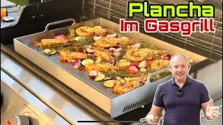 Knoblauch Garnelen auf der Plancha /GASGRILL / Riesige XXL Griddle Plancha