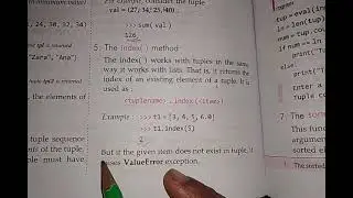Class-11 Chapter 12 Tuples   Tuple Functions and Methods