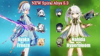 C2 Ayaka Freeze & C1 Nahida Hyperbloom | NEW 5.3 Spiral abyss - Floor 12 9 Stars
