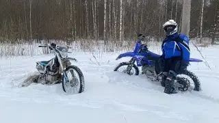 на мопедах зимой  Yamaha yz vs kayo k2 зимой. #эндуро