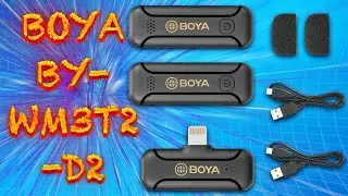 Беспроводной микрофон BOYA BY WM3T2 D2 для iPhone. Комплект из двух микрофонов с разъемом lightning.