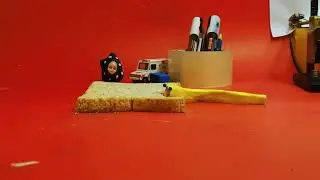 stop motion action toy worm eating bread