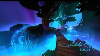Painted in VR!! The Magical Forest:  A VRChat World hand painted in VR with Open Brush