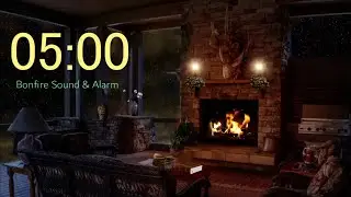 [Relaxing fireplace sound with alarm]5 Minute Countdown Timer for work / study